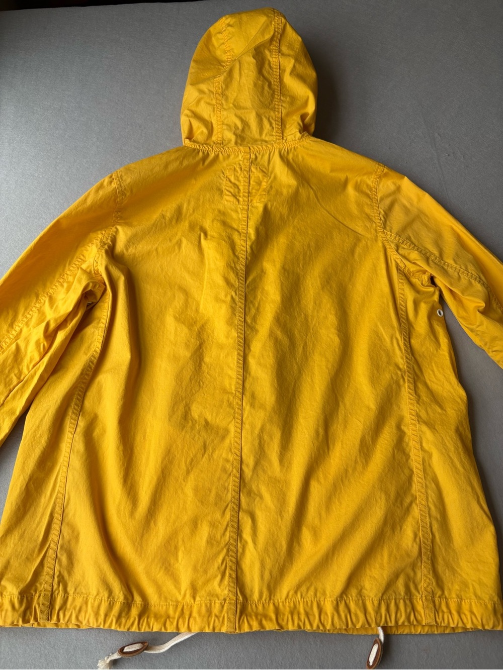 Y2K Gap Yellow Hooded Button-Up Anorak Nautical Retro Jacket Sz L 100% Cotton - Picture 10 of 10